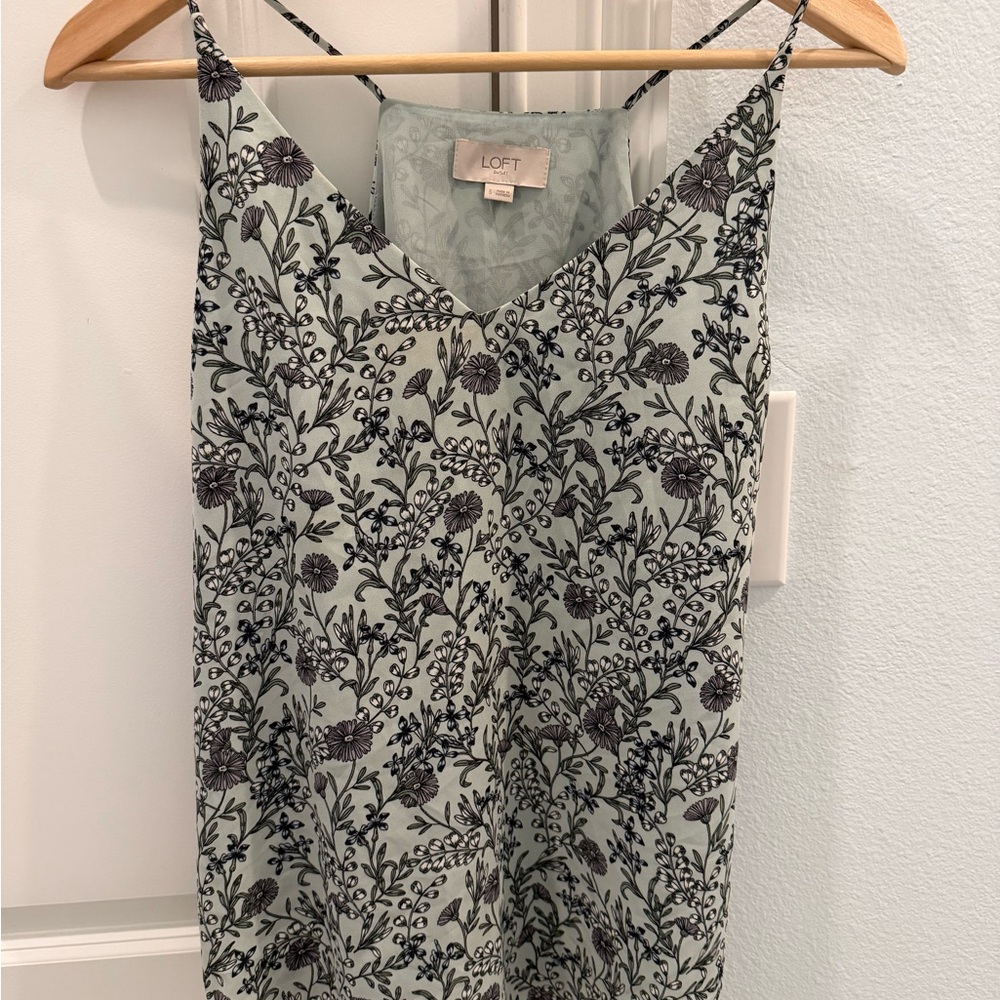 LOFT Mint Green Floral V-Neck Camisole